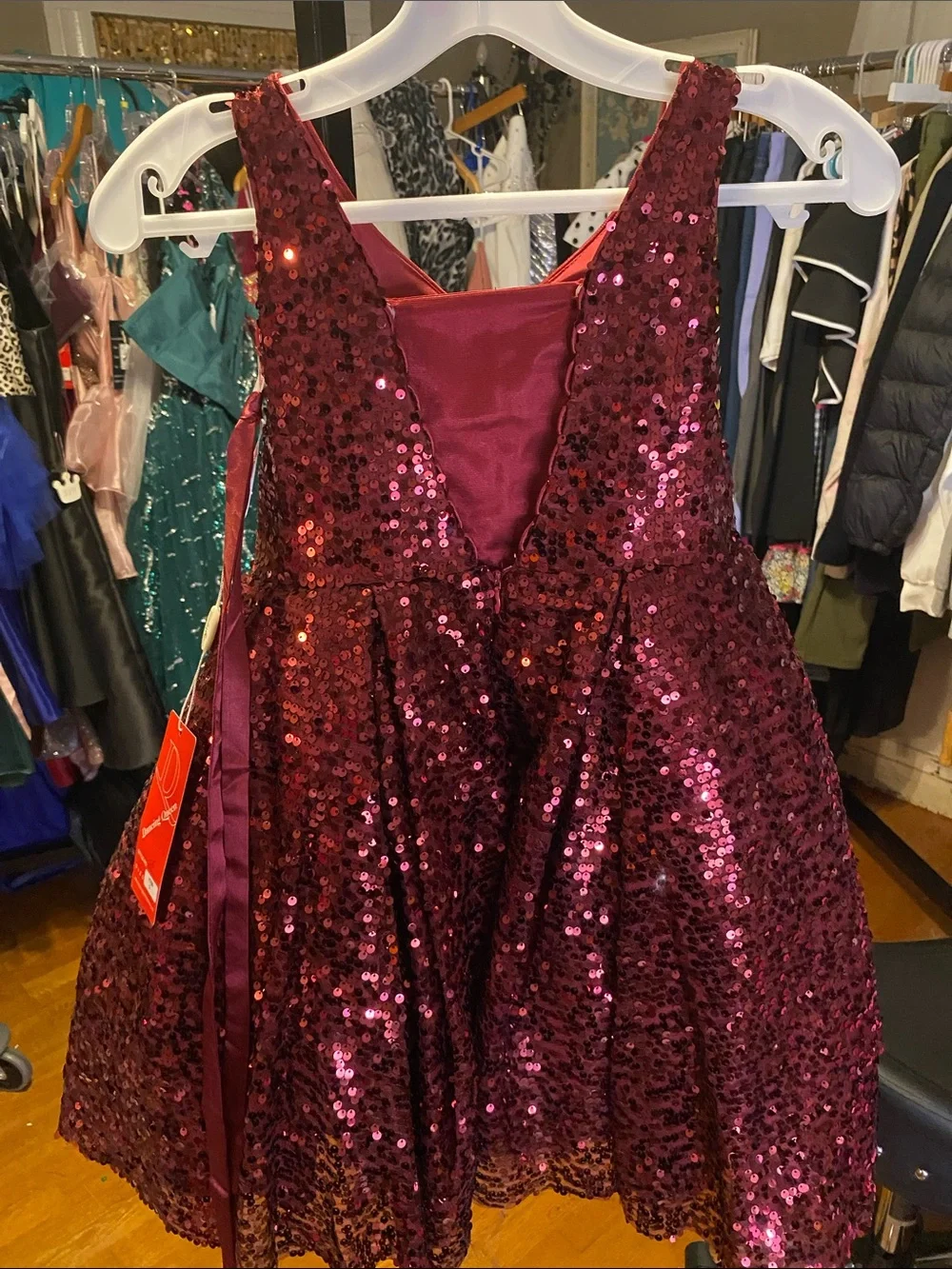 Dancing Queen Girls' Burgundy Sequin Party Dress